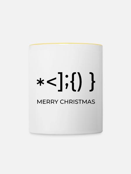 Simple Merry Christmas - Tasse zweifarbig - Weiß/Gelb