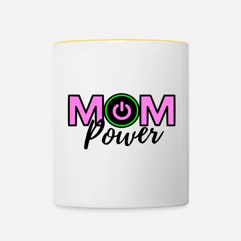 Mom power - Contrasting Mug - white/yellow