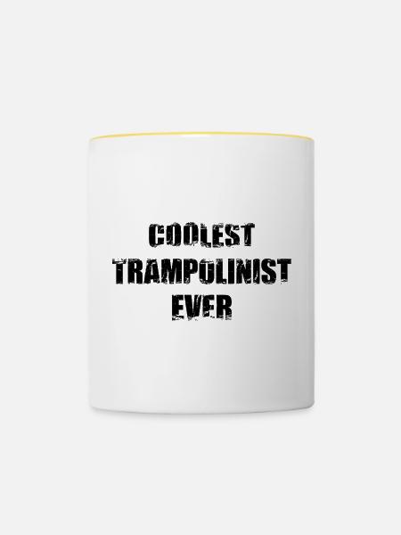 Lustiger Trampolinspringer - Tasse zweifarbig - Weiß/Gelb