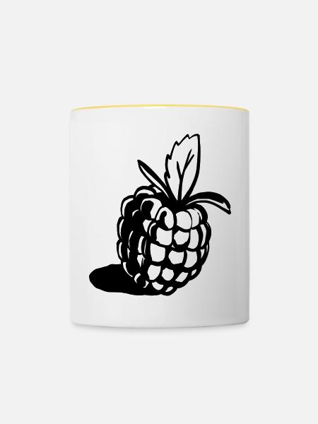 Himbeere Design klassisch - Tasse zweifarbig - Weiß/Gelb