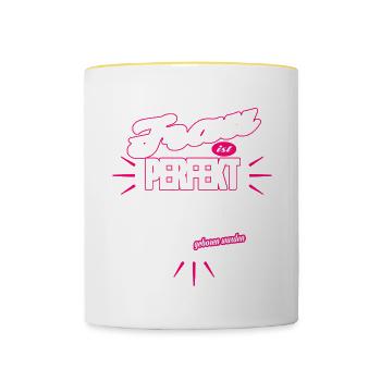 Perfekte Frau - Geboren 1968 - Tasse zweifarbig - Weiß/Gelb - Vorne
