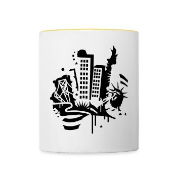 Ein New York City Design im Graffiti Stil - Tasse zweifarbig - Weiß/Gelb - Vorne