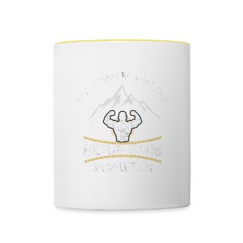 Seit wann kommt der Berg zum Proleten - Tasse zweifarbig - Weiß/Gelb - Vorne