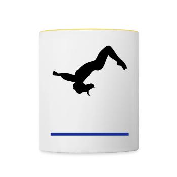 Turnerin, Turnen, Salto 2 - Tasse zweifarbig - Weiß/Gelb - Vorne