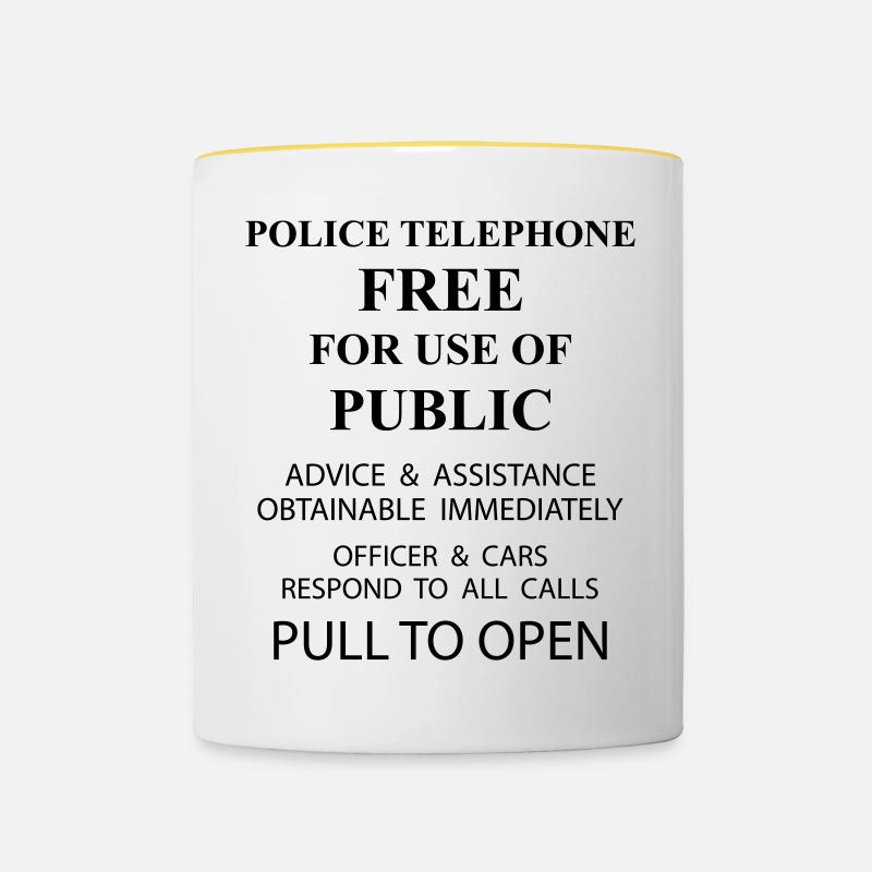 texte de la zone de police - Mug contrasté - blanc/jaune