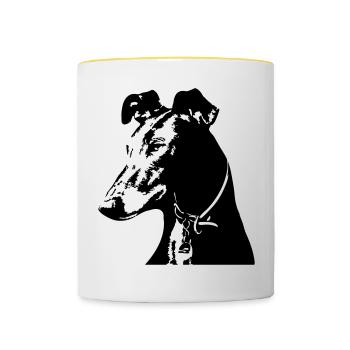 Galgo head - Contrasting Mug - white/yellow - Front