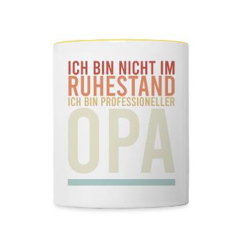 Ich bin nicht im Ruhestand Professioneller Opa - Tasse zweifarbig - Weiß/Gelb - Vorne