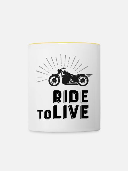 Biker - Tasse zweifarbig - Weiß/Gelb