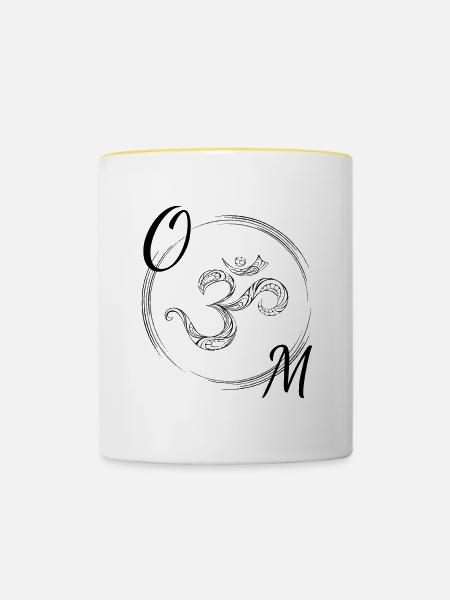 OM - Tasse zweifarbig - Weiß/Gelb