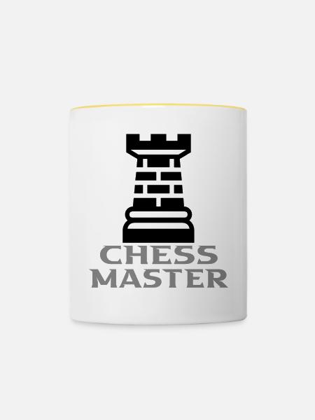 Schach - Tasse zweifarbig - Weiß/Gelb