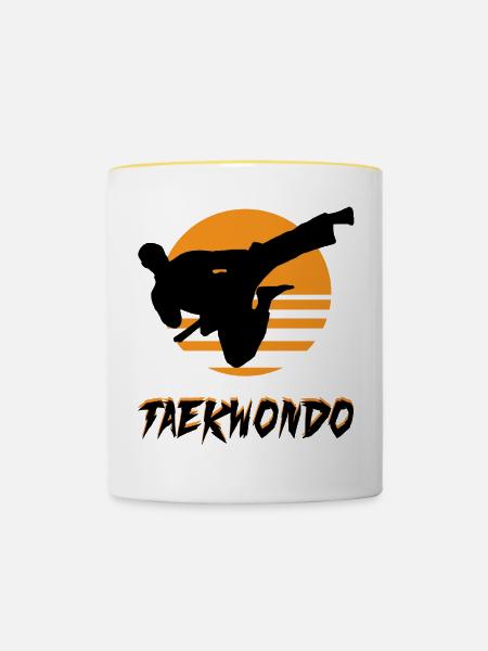 Taekwondo - Tasse zweifarbig - Weiß/Gelb