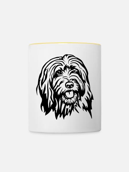Gos d'atura Catala Kopf - Tasse zweifarbig - Weiß/Gelb