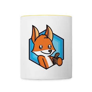 Thumbs up fox - Contrasting Mug - white/yellow - Front