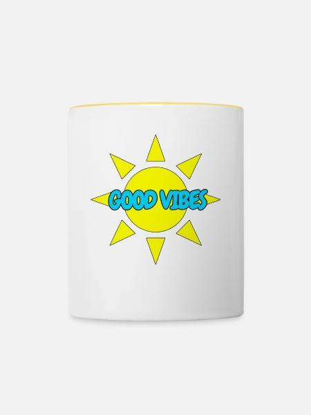 GOOD VIBES - Tasse zweifarbig - Weiß/Gelb