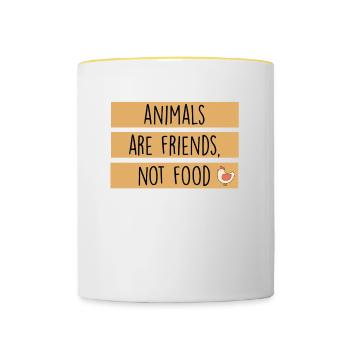 Les animaux sont des amis et non de la nourriture - Mug contrasté - blanc/jaune - Devant