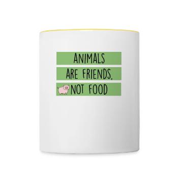 Les animaux sont des amis et non de la nourriture - Mug contrasté - blanc/jaune - Devant