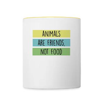 Les animaux sont des amis et non de la nourriture - Mug contrasté - blanc/jaune - Devant