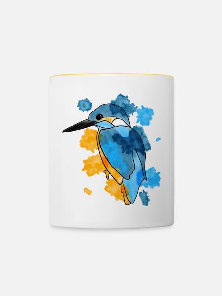 Eisvogel - Tasse zweifarbig - Weiß/Gelb