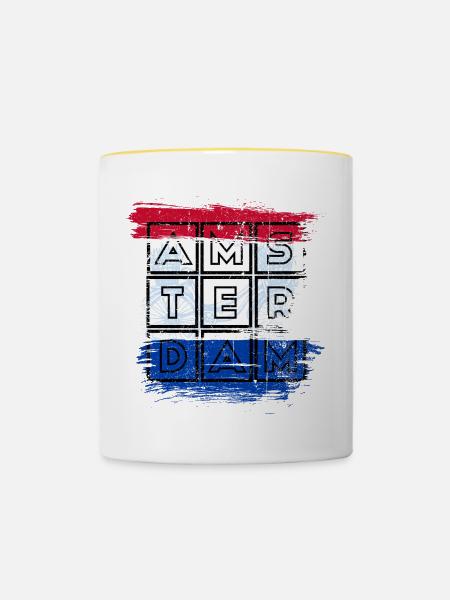 Amsterdam Grid Flagge - Tasse zweifarbig - Weiß/Gelb