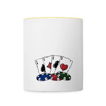 C’est un joueur de poker gambling poker - Mug contrasté - blanc/jaune - Devant