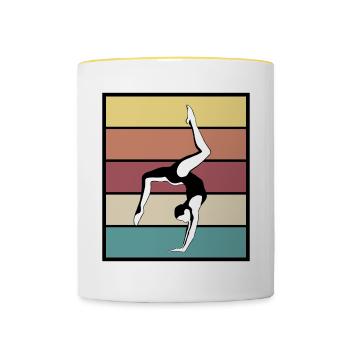 Gymnastique, Gymnaste - Gymnastique rétro - Mug contrasté - blanc/jaune - Devant