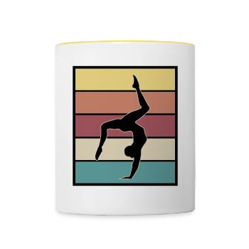 Gymnastique, Gymnaste - Gymnastique rétro - Mug contrasté - blanc/jaune - Devant