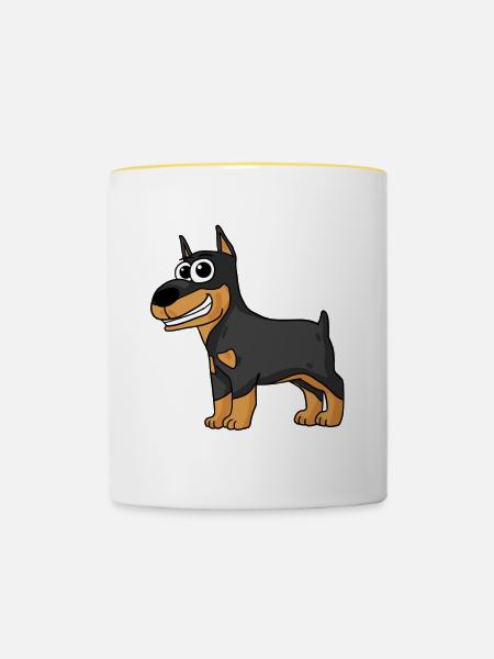 Dobermann Hund Hundebesitzer Geschenk - Tasse zweifarbig - Weiß/Gelb