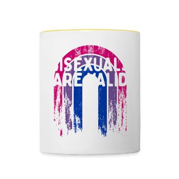 Bisexuals Are Valid Bi Positivity Bi Pride - Contrasting Mug - white/yellow - Front