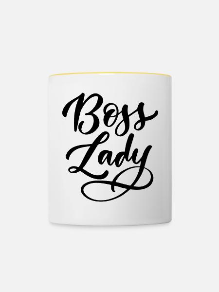 Lady Bos-s - Tasse zweifarbig - Weiß/Gelb