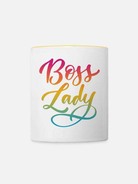 Lady Bos-s - Tasse zweifarbig - Weiß/Gelb
