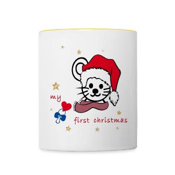 Mon premier Noël - Mug contrasté - blanc/jaune - Devant