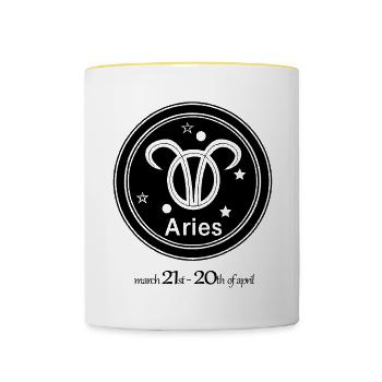 Zodiac sign Aries 002 black - Contrasting Mug - white/yellow - Front