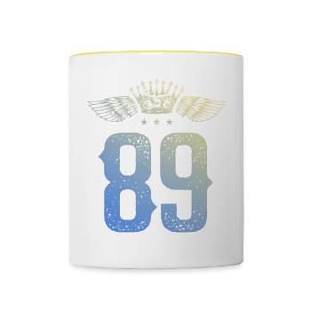 89 Number crown - Contrasting Mug - white/yellow - Front