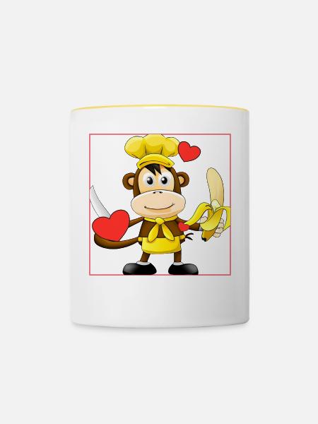 Bananen Affe kocht - Tasse zweifarbig - Weiß/Gelb