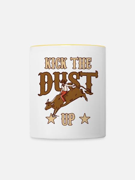 Bullen Reiten - Tasse zweifarbig - Weiß/Gelb