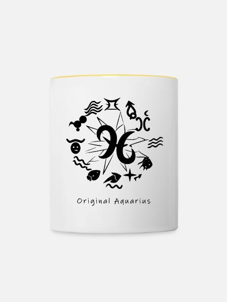 Sternzeichen Wassermann 003 schwarz - Tasse zweifarbig - Weiß/Gelb