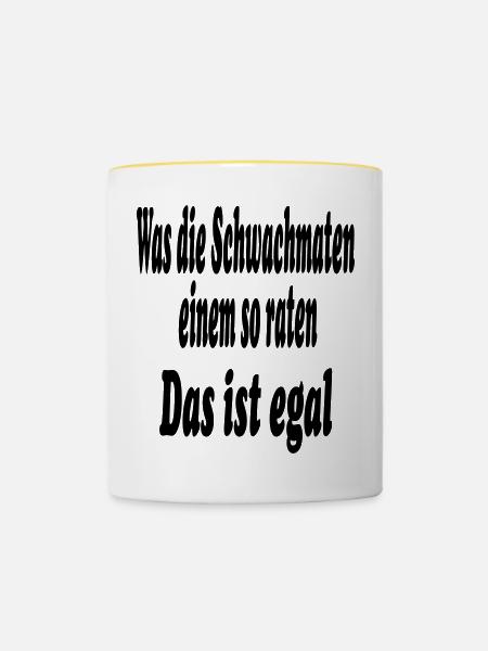 Schwachmaten - Tasse zweifarbig - Weiß/Gelb