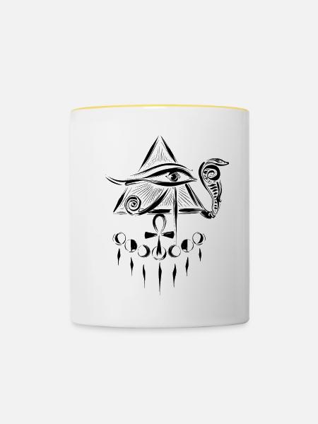 Horus Auge Horusauge - Tasse zweifarbig - Weiß/Gelb