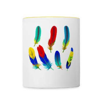 Parrot feathers - Contrasting Mug - white/yellow - Front