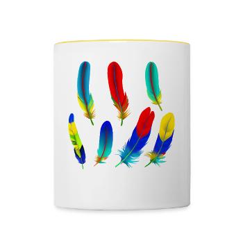 Parrot feathers - Contrasting Mug - white/yellow - Front