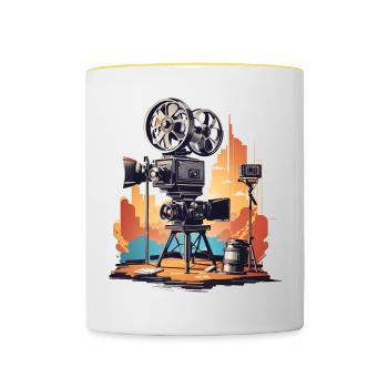 Retro Kamera - Tasse zweifarbig - Weiß/Gelb - Vorne
