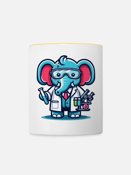 Cute Elephant Scientist - Tasse zweifarbig - Weiß/Gelb