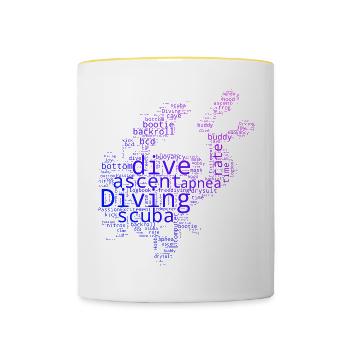 Plongeur Femme Hommes Plongeur - Mug contrasté - blanc/jaune - Devant