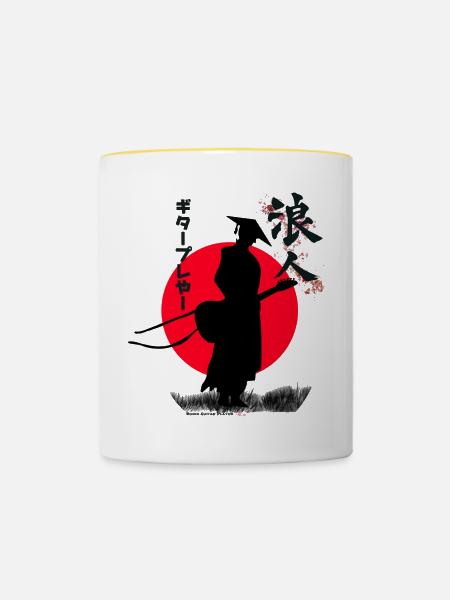 Ronin Guitar Player - Tasse zweifarbig - Weiß/Gelb