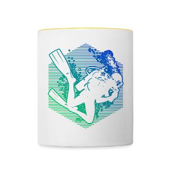 Herren Taucher Scuba Taucher Scuba Tauchen - Tasse zweifarbig - Weiß/Gelb - Vorne