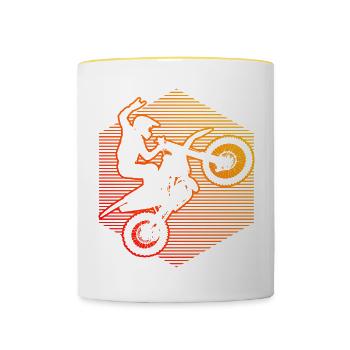 Dirtbike Freestyle Motocross Motocross Dirt Biker - Tasse zweifarbig - Weiß/Gelb - Vorne