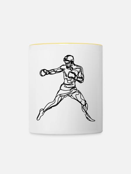 Boxen Zeichnung - Tasse zweifarbig - Weiß/Gelb