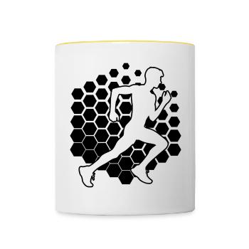 Jogging de fitness pour femmes Jogging pour hommes - Mug contrasté - blanc/jaune - Devant