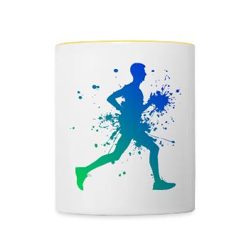 Jogging Cross Country Course à pied Laufen Joggen - Mug contrasté - blanc/jaune - Devant