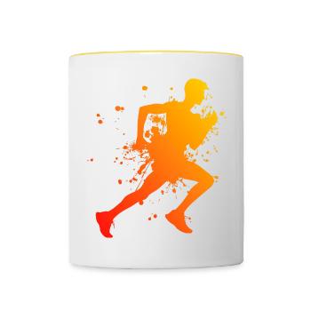 Ski de fond Jogging Femmes Course à pied - Mug contrasté - blanc/jaune - Devant